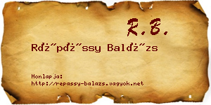 Répássy Balázs névjegykártya